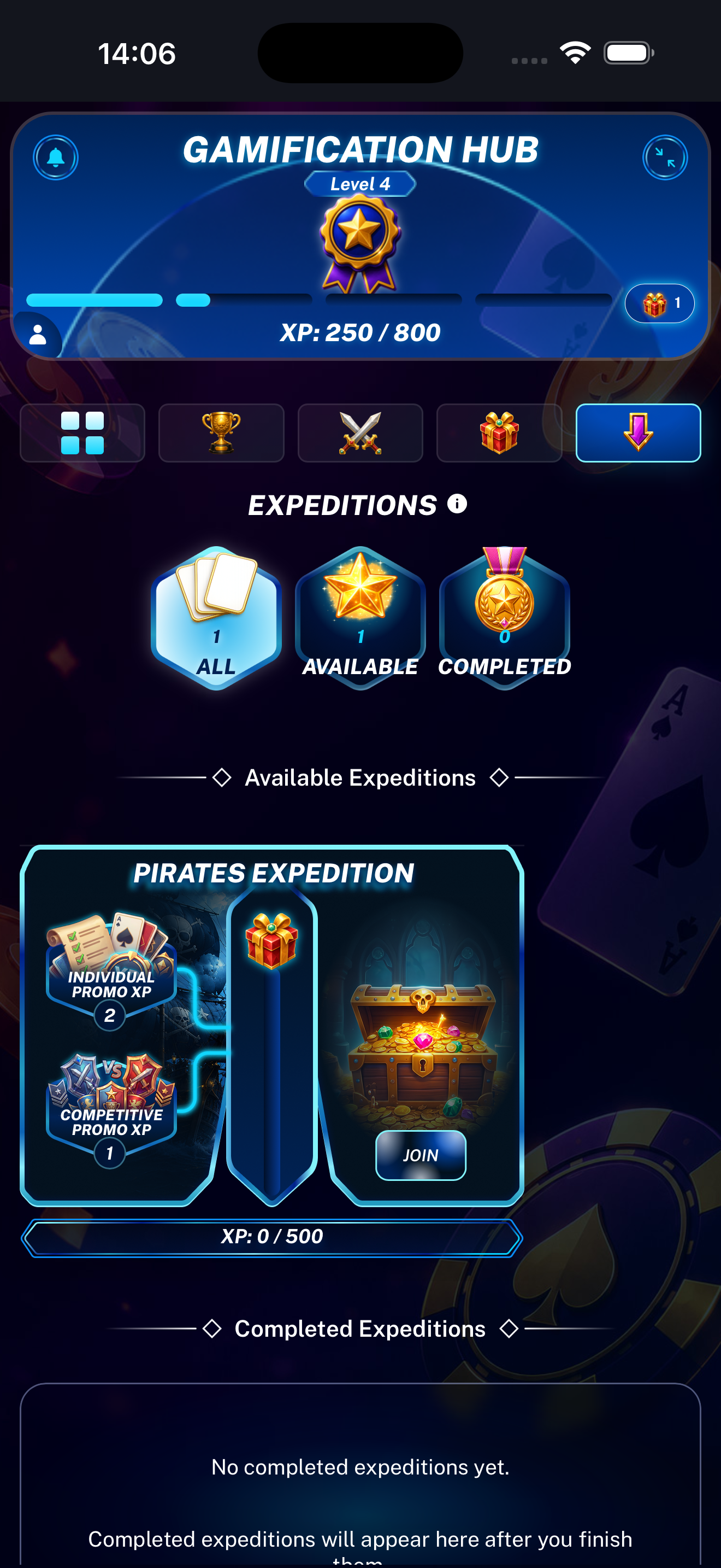 Expeditions landing page displayed on a mobile phone